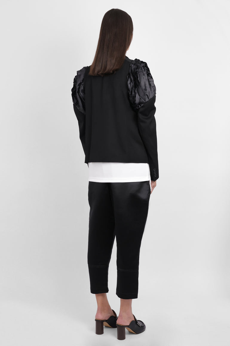 COMME DES GARCONS RTW Single Breast Jacket With Pleat Sculpt Sleeve | Black