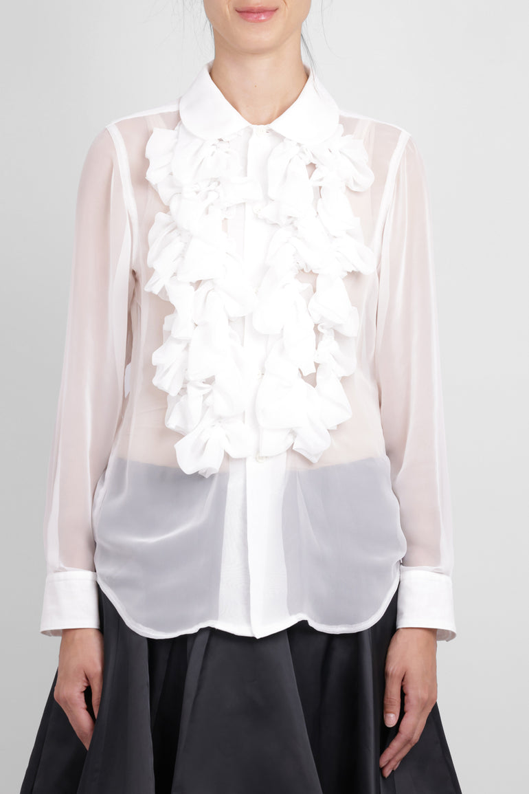 COMME DES GARCONS RTW Ruffle Front Shirt | Off White