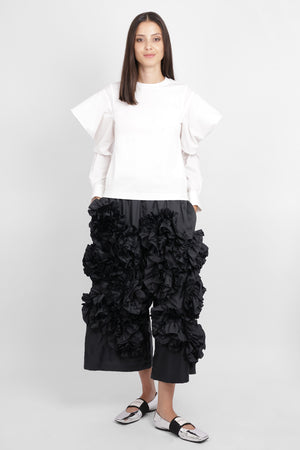 COMME DES GARCONS RTW Wide Leg Floral Embroid Pant | Black
