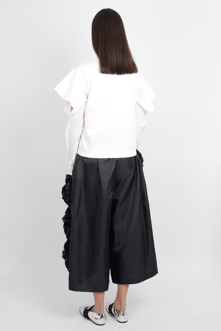 COMME DES GARCONS RTW Wide Leg Floral Embroid Pant | Black