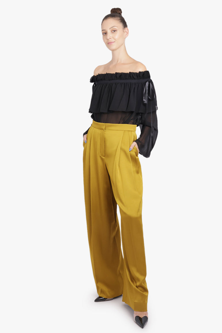 NINA RICCI RTW Wide Leg Pleat Pant | Gold