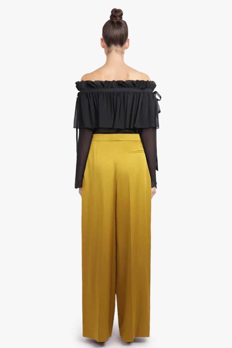 NINA RICCI RTW Wide Leg Pleat Pant | Gold