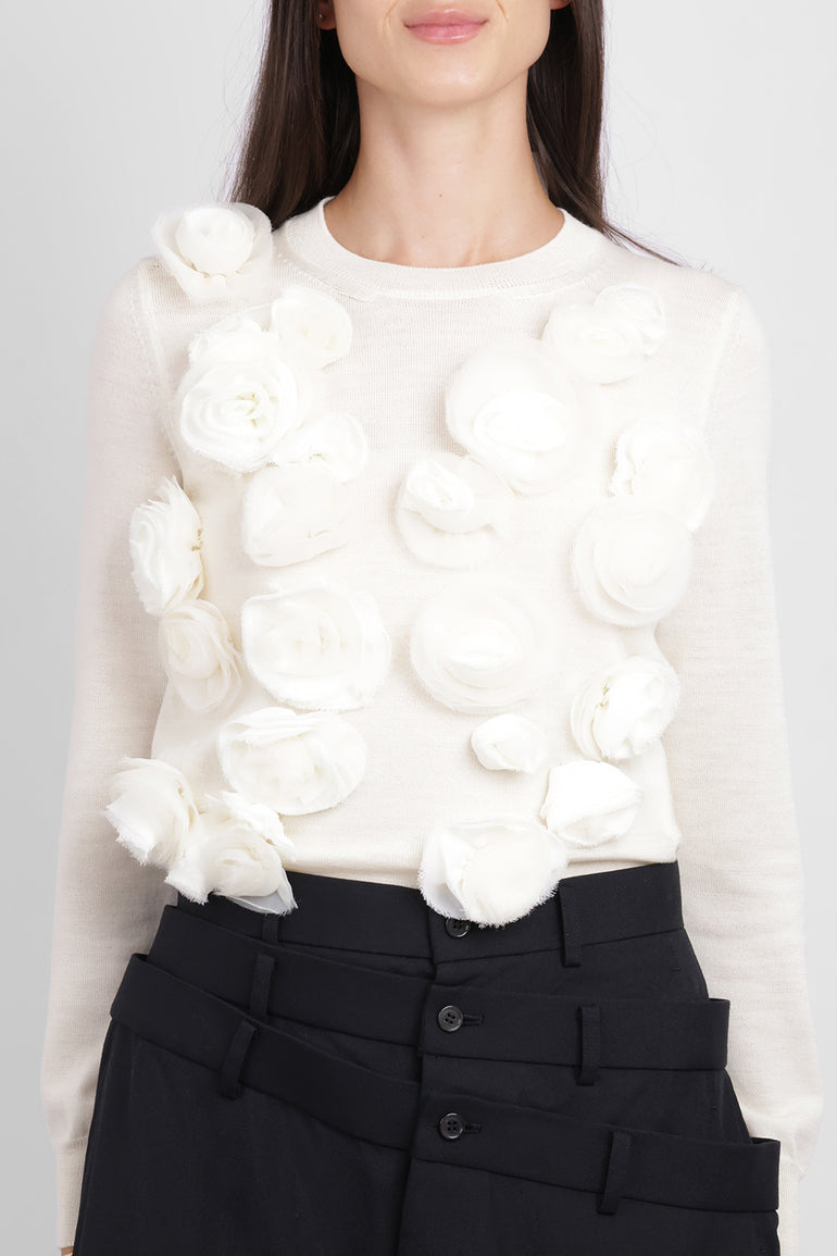 COMME DES GARCONS RTW Flower Embroid Jumper | Off White
