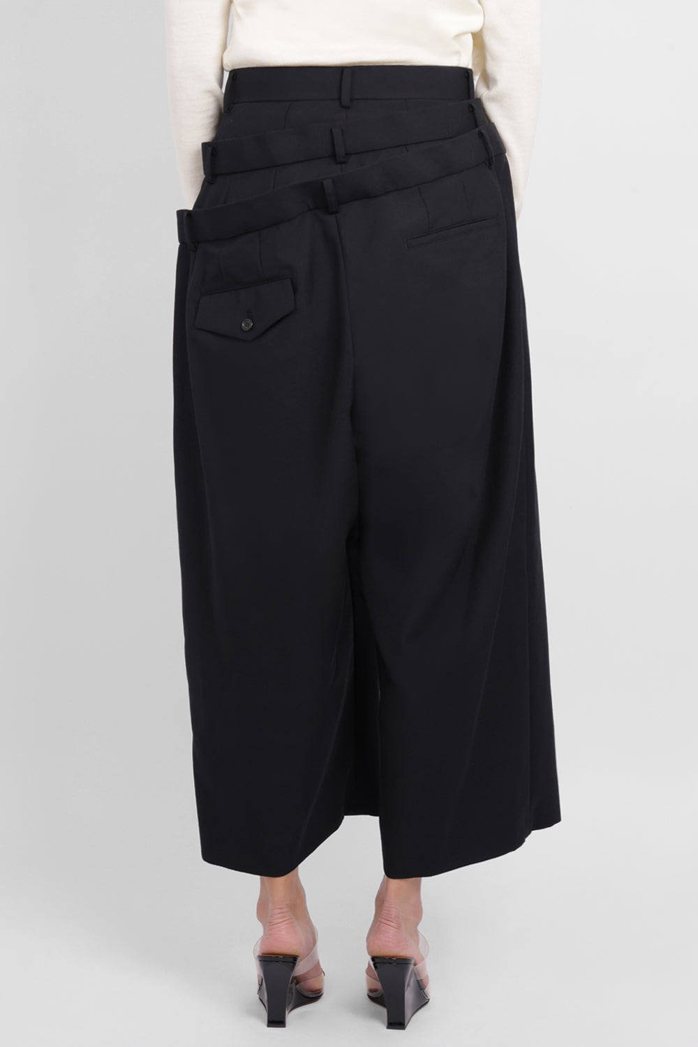 NOIR KEI NINOMIYA RTW 3 Layer Tailored Waist Crop Pant | Black