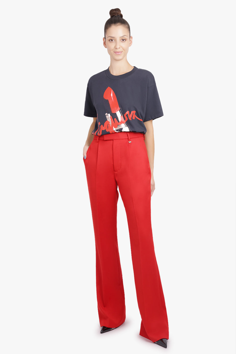 VAQUERA RTW S/S Lipstick Print T-Shirt | Black/Red/White