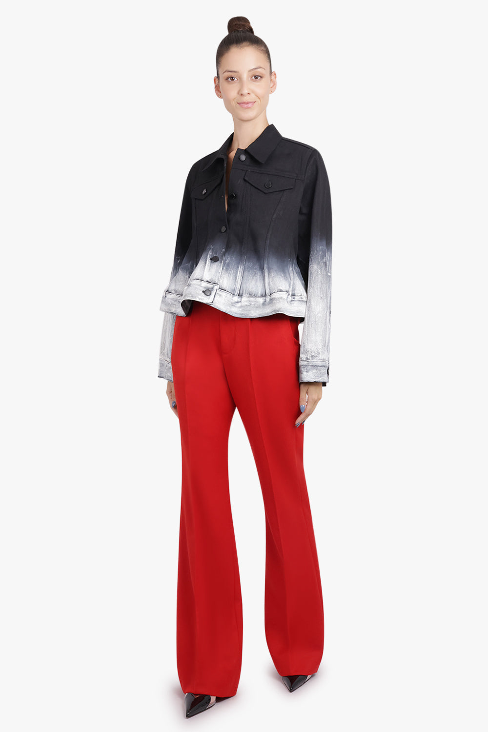 MELITTA BAUMEISTER RTW Crop Denim Ombre Jacket | Black/White