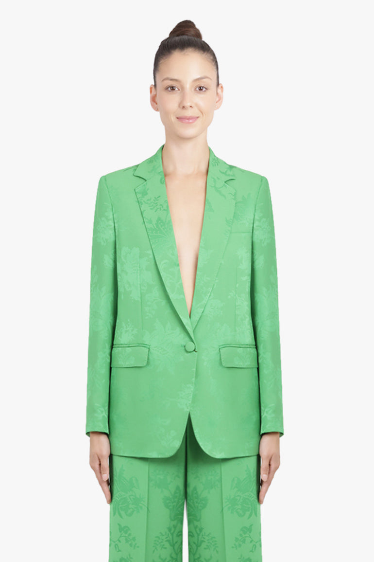 ETRO RTW Single Breast Jaquard Floral Print Jacket | Green