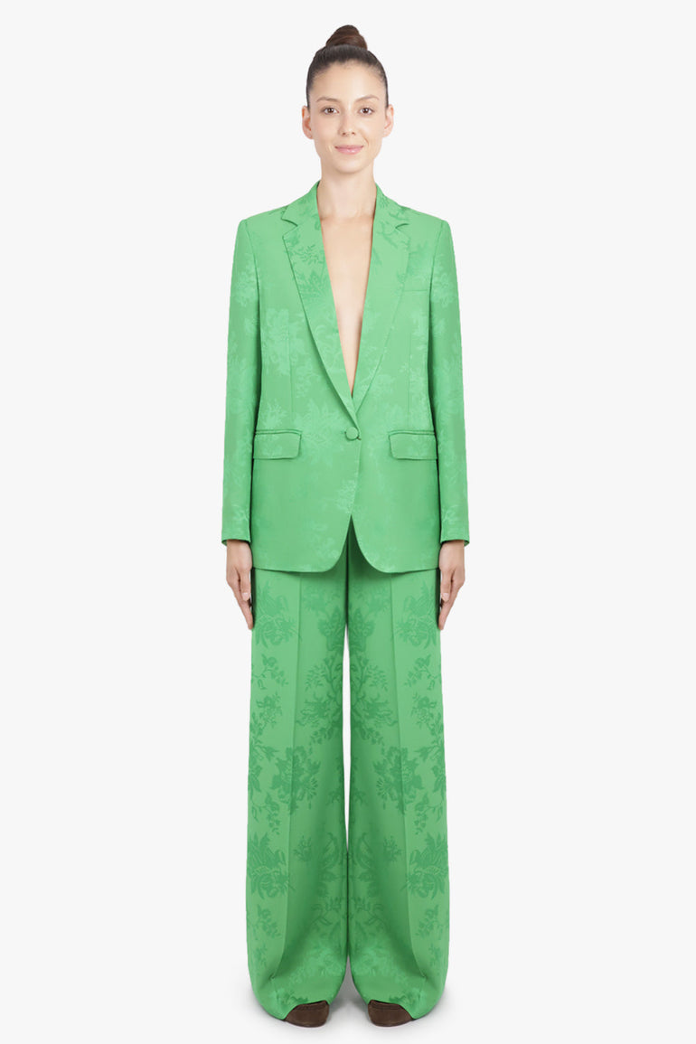 ETRO RTW Jaquard Floral Print Wide Leg Pant | Green