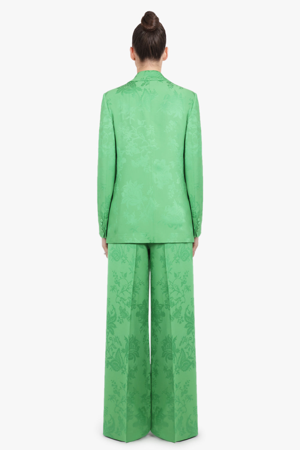 ETRO RTW Single Breast Jaquard Floral Print Jacket | Green