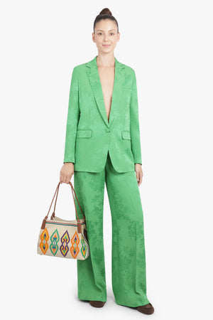 ETRO RTW Single Breast Jaquard Floral Print Jacket | Green