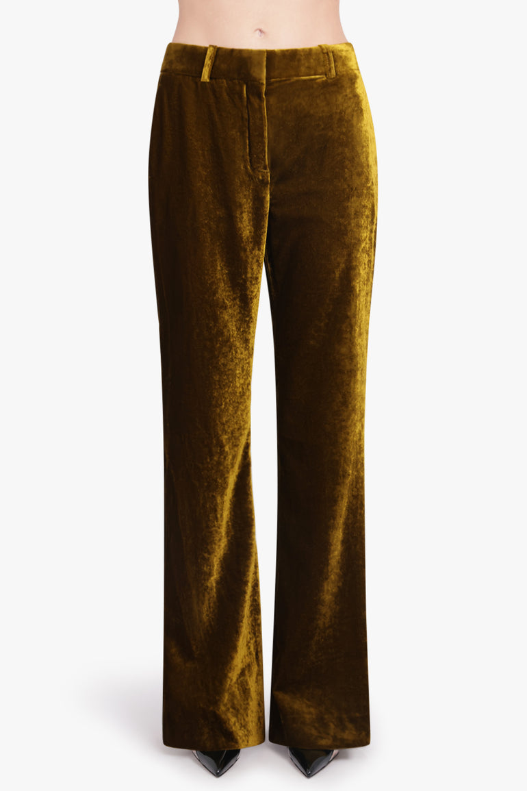 NINA RICCI RTW Flare Leg Velvet Pant | Gold