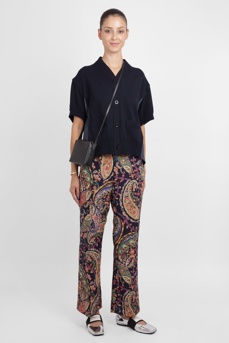 SACAI RTW S/S Denim X Knit Cardigan | Navy/Blue