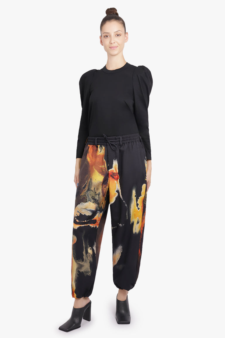 NOIR KEI NINOMIYA RTW Ruched Puff Shoulder L/S T-Shirt | Black