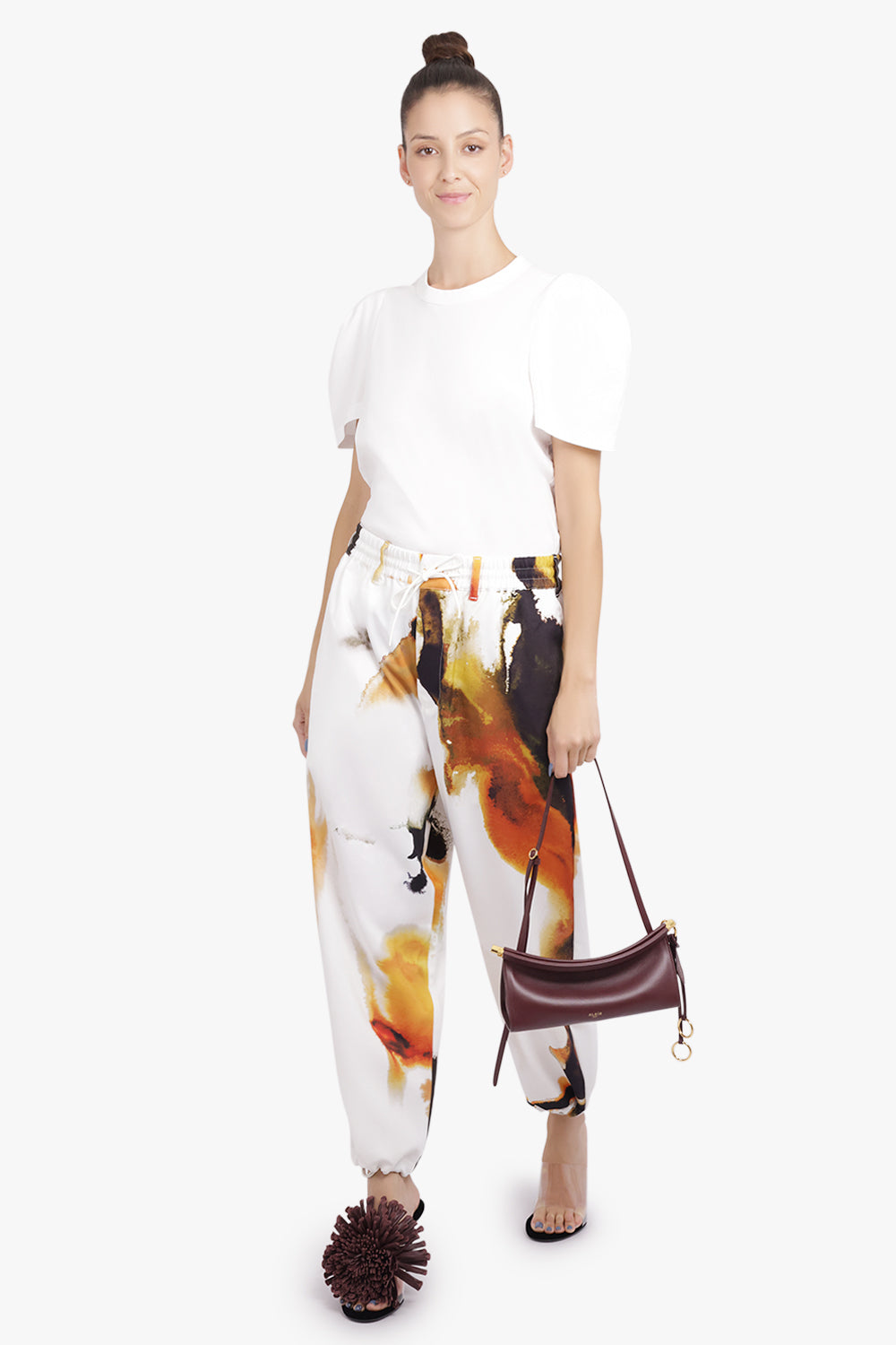 NOIR KEI NINOMIYA RTW Ruched Puff Shoulder S/S T-Shirt | White