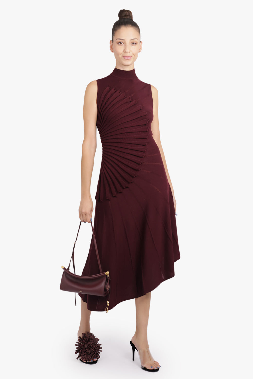 ALAIA BAGS Burgundy / Garnet Red Le Click East/West Small Baguette Bag | Garnet Red