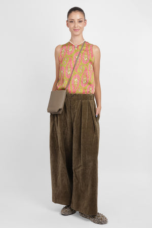 ETRO RTW Sleeveless Paisley Print Top | Green/Pink