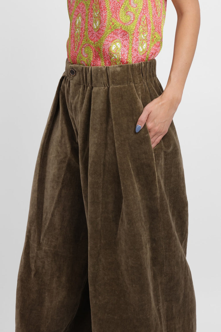 UMA WANG RTW Poetic Wide Leg Crop Velvet Pant | Mustard