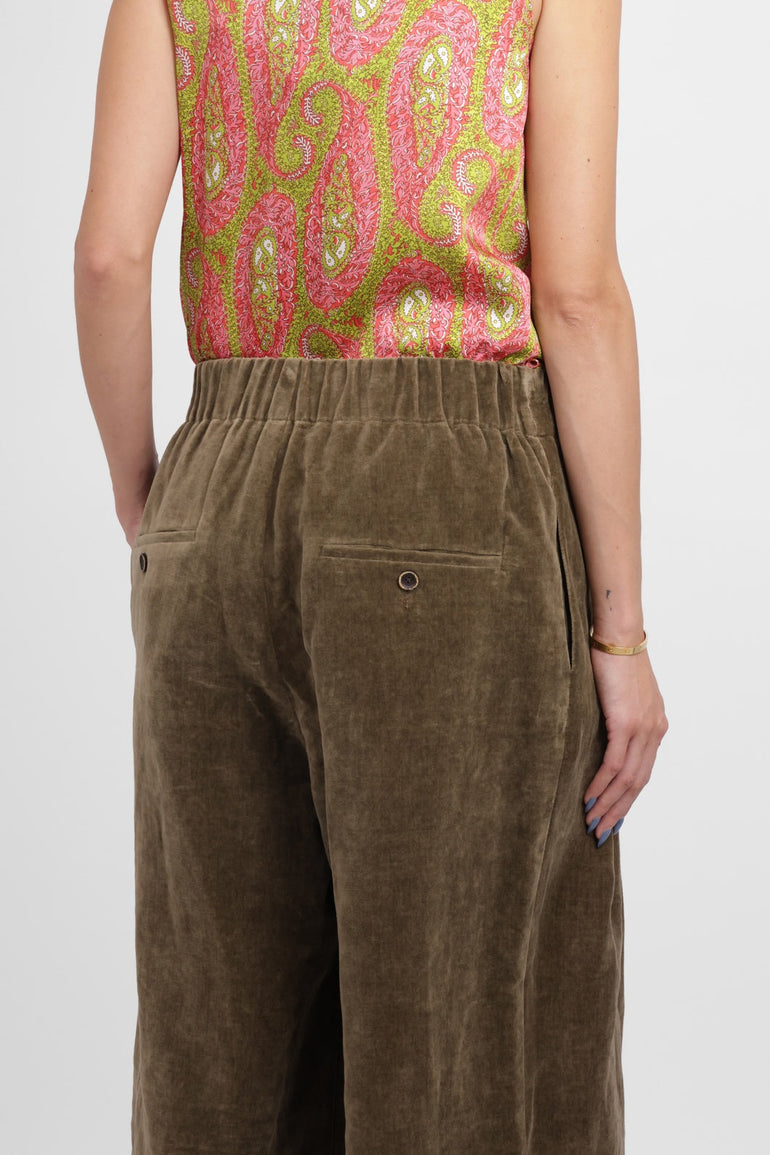 UMA WANG RTW Poetic Wide Leg Crop Velvet Pant | Mustard