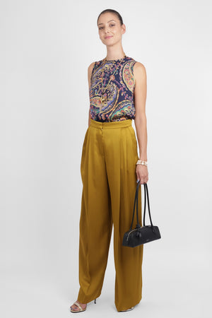 NINA RICCI RTW Wide Leg Pleat Pant | Gold
