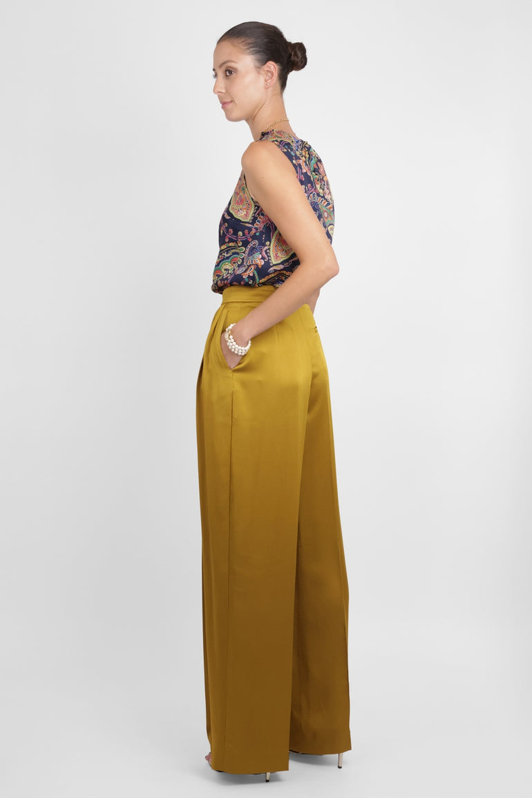 NINA RICCI RTW Wide Leg Pleat Pant | Gold