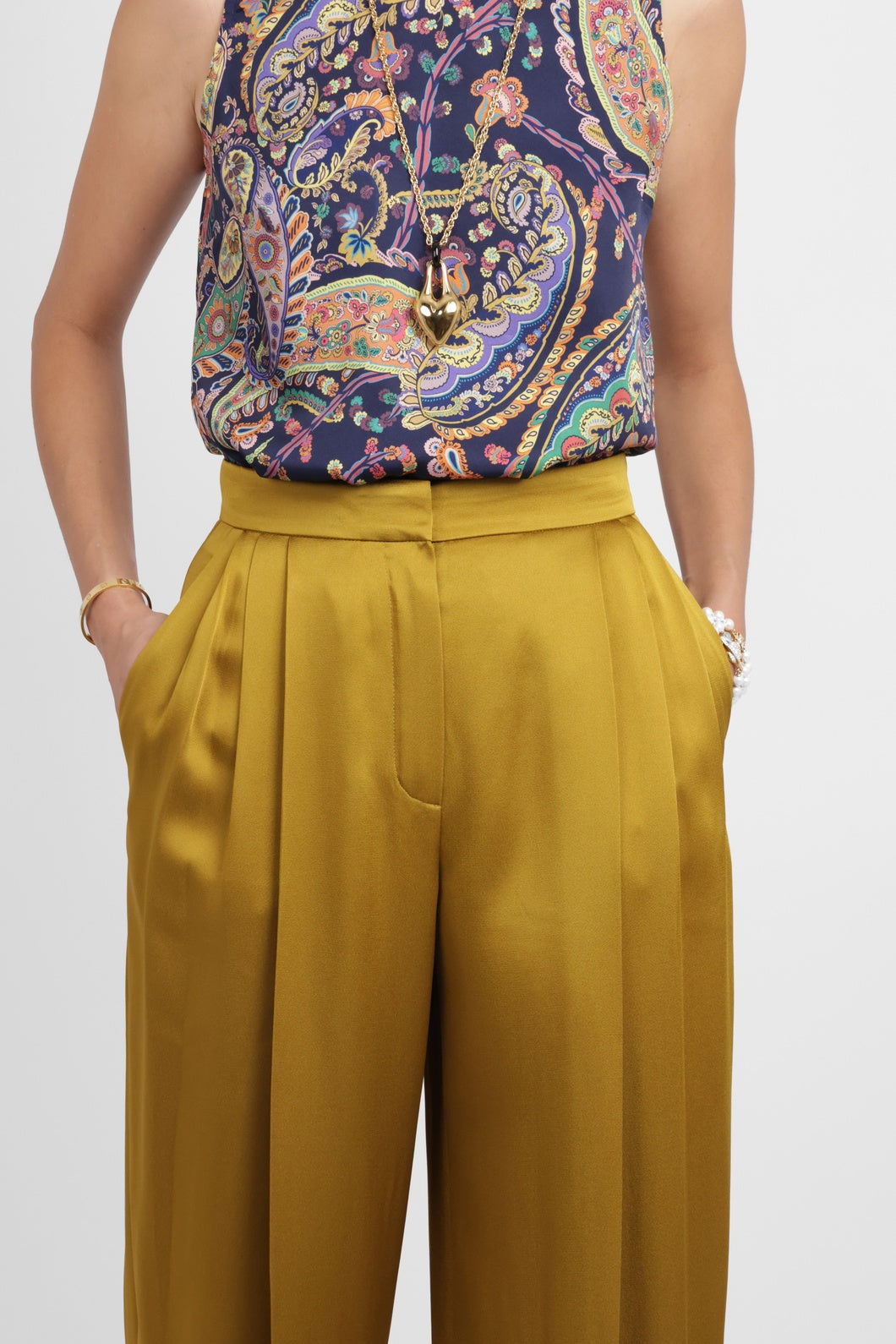 NINA RICCI RTW Wide Leg Pleat Pant | Gold