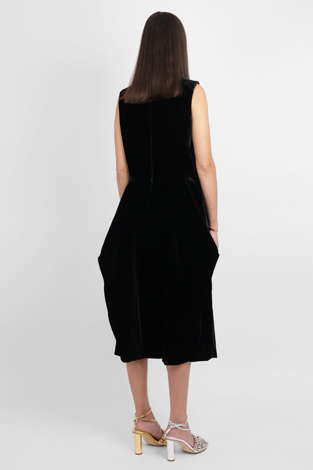 COMME DES GARCONS RTW Velvet Pinafore Jumpsuit With Balloon Leg | Black