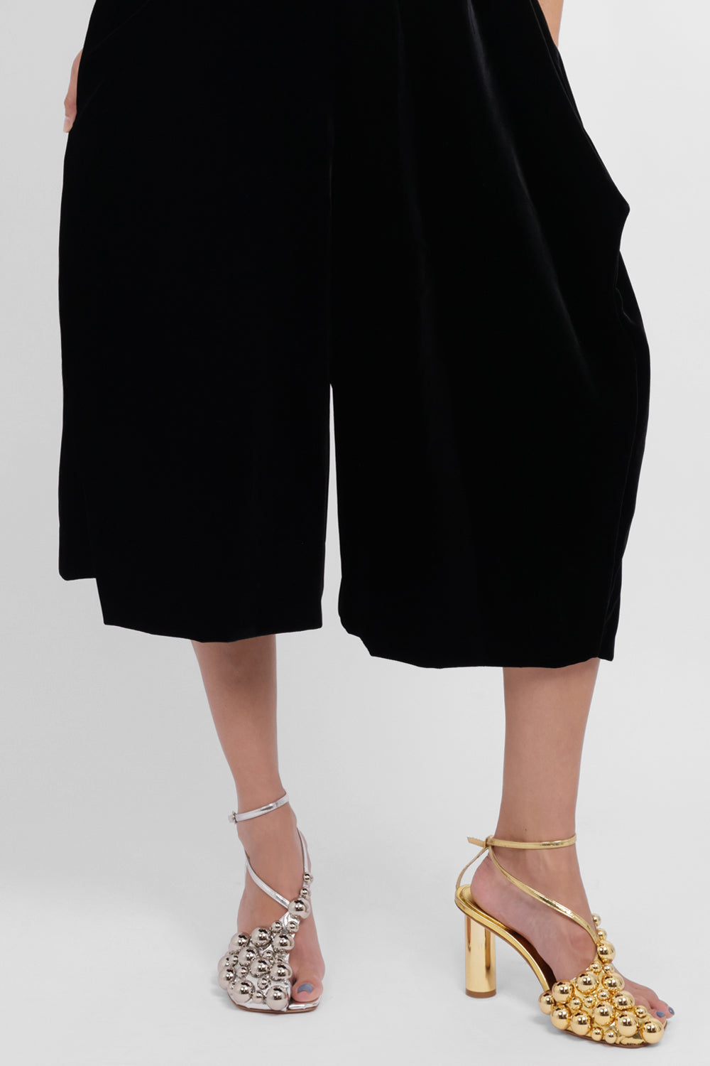 COMME DES GARCONS RTW Velvet Pinafore Jumpsuit With Balloon Leg | Black