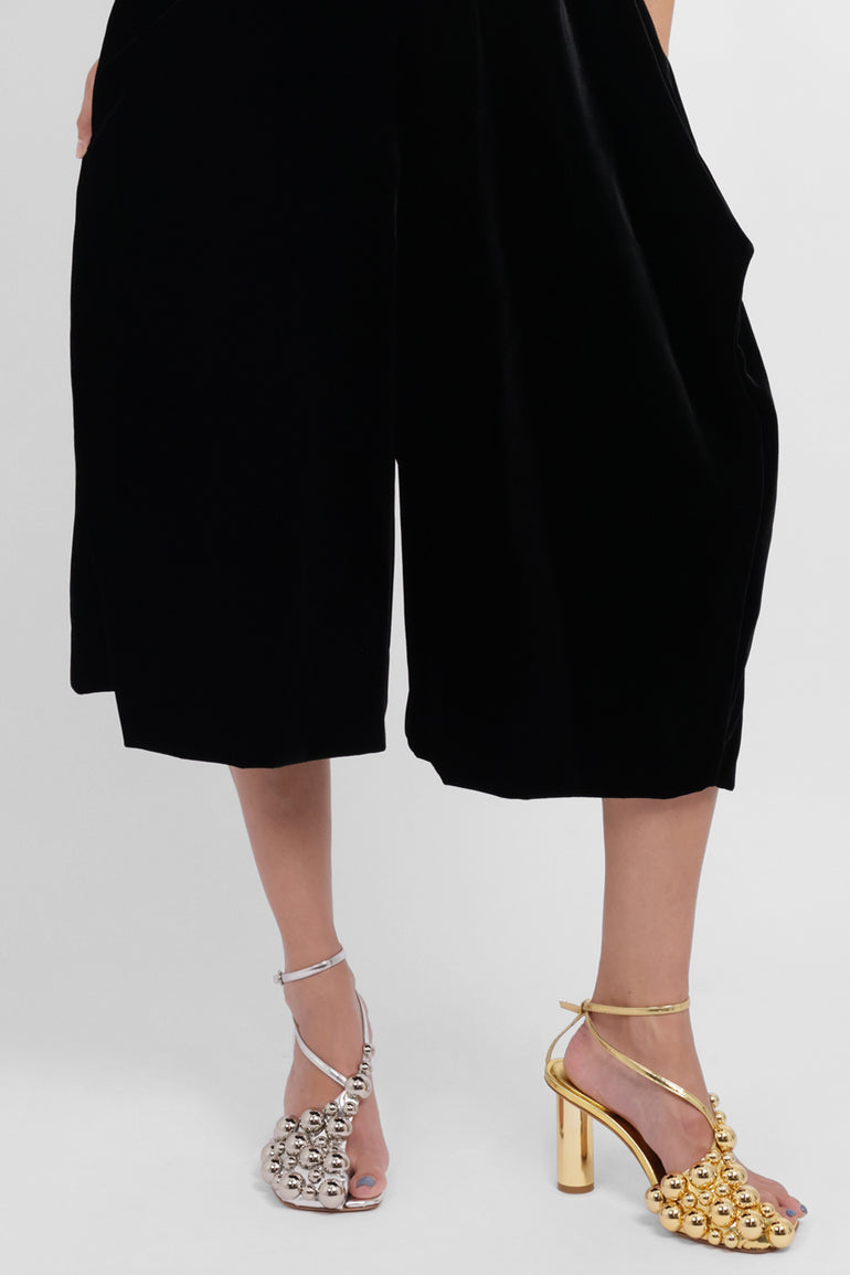 COMME DES GARCONS RTW Velvet Pinafore Jumpsuit With Balloon Leg | Black