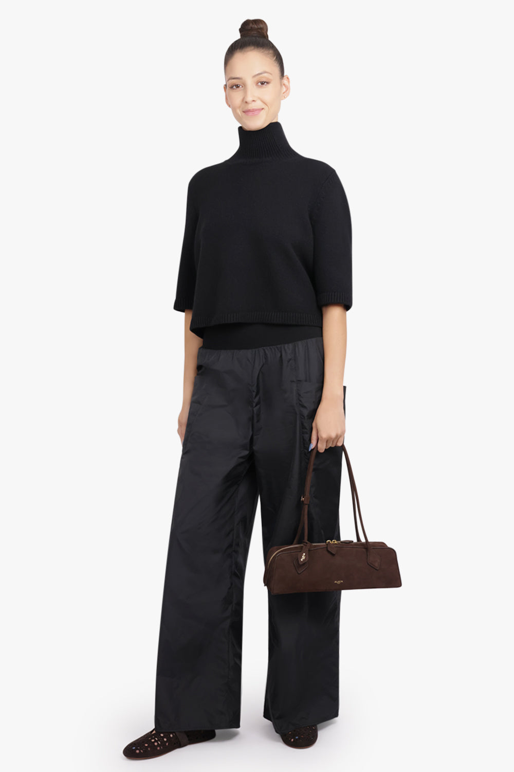 ALAIA BAGS BROWN / BROWN/GOLD Le Teckel Suede Medium Bag | Brown