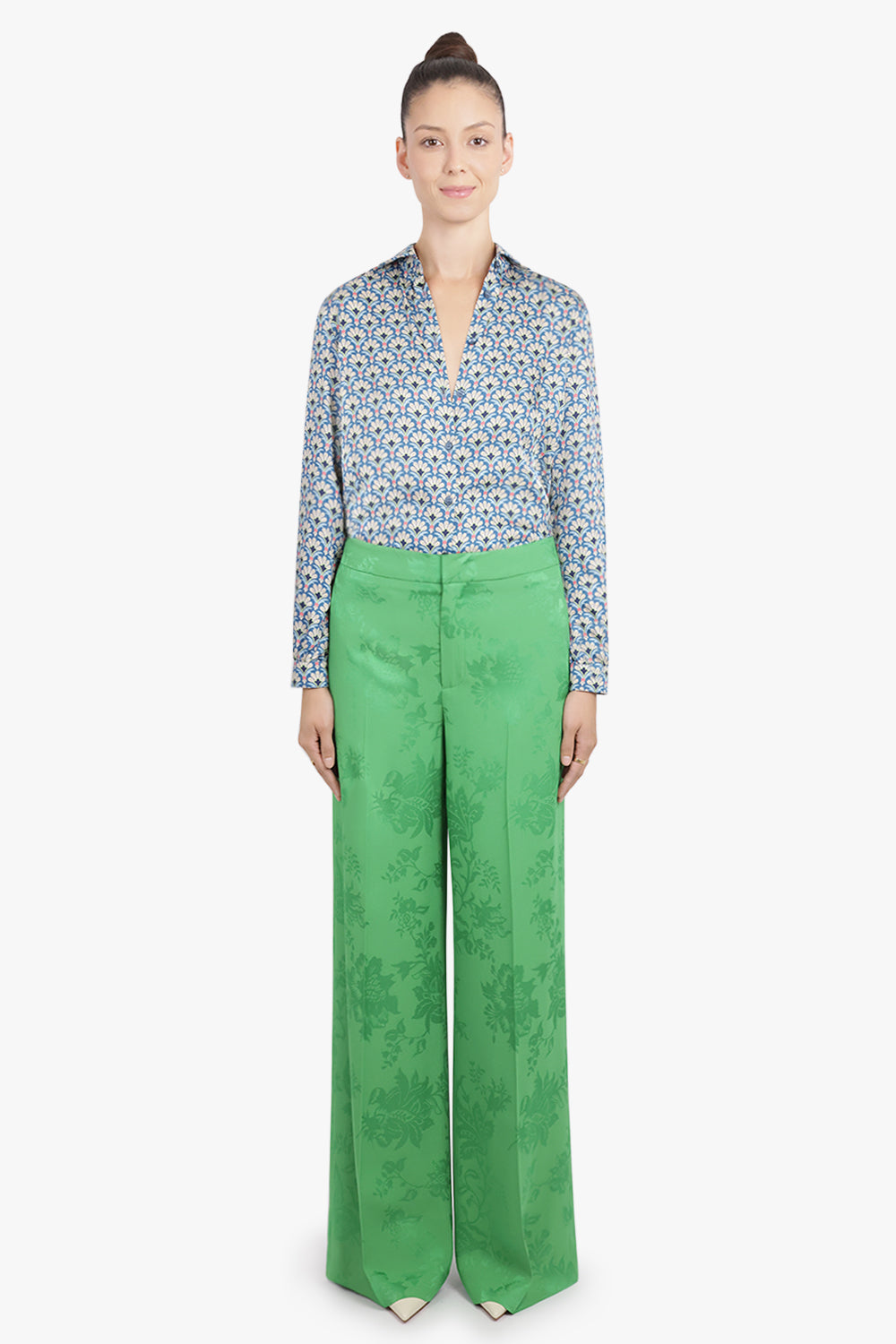 ETRO RTW L/S Geometric Floral Shirt | Blue/Multi