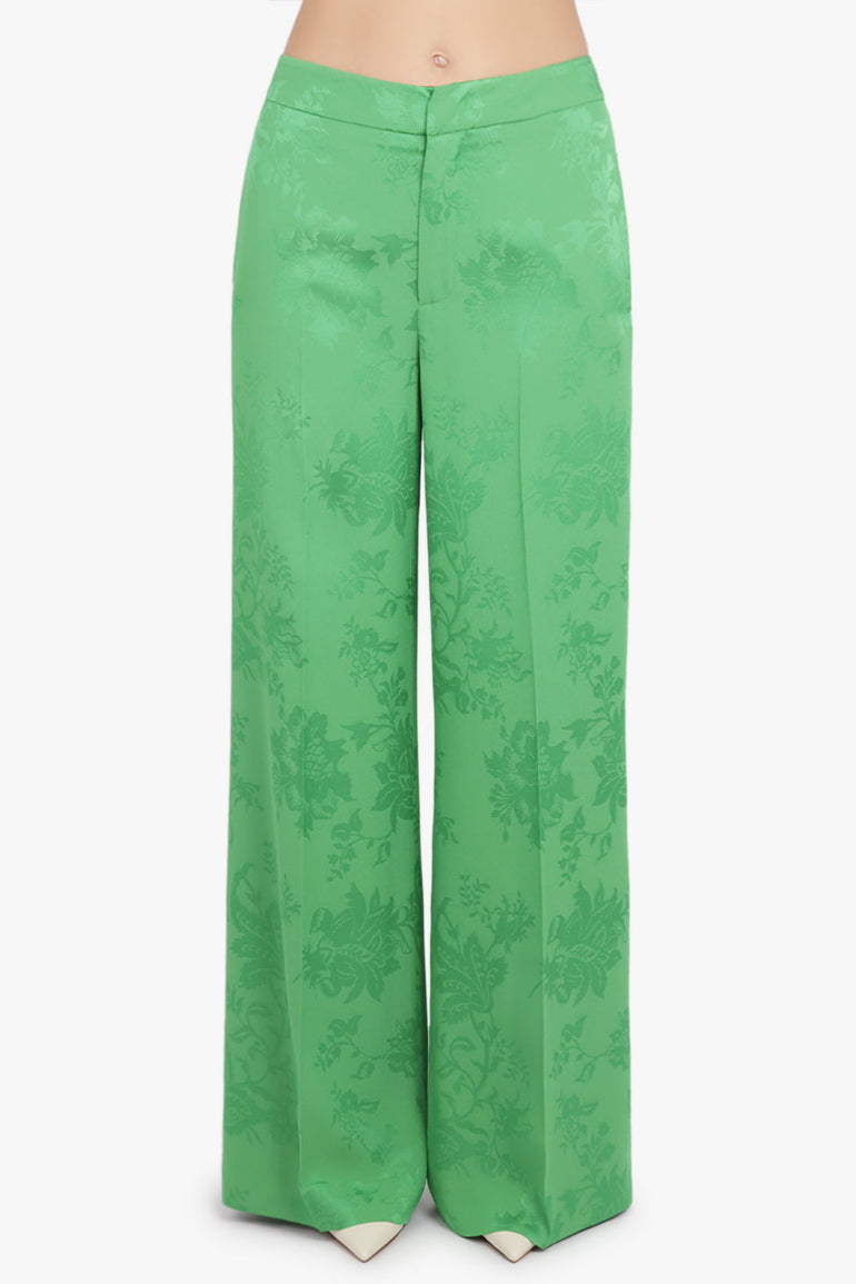 ETRO RTW Jaquard Floral Print Wide Leg Pant | Green