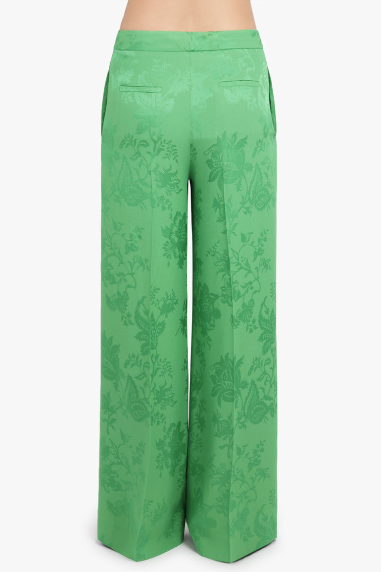 ETRO RTW Jaquard Floral Print Wide Leg Pant | Green