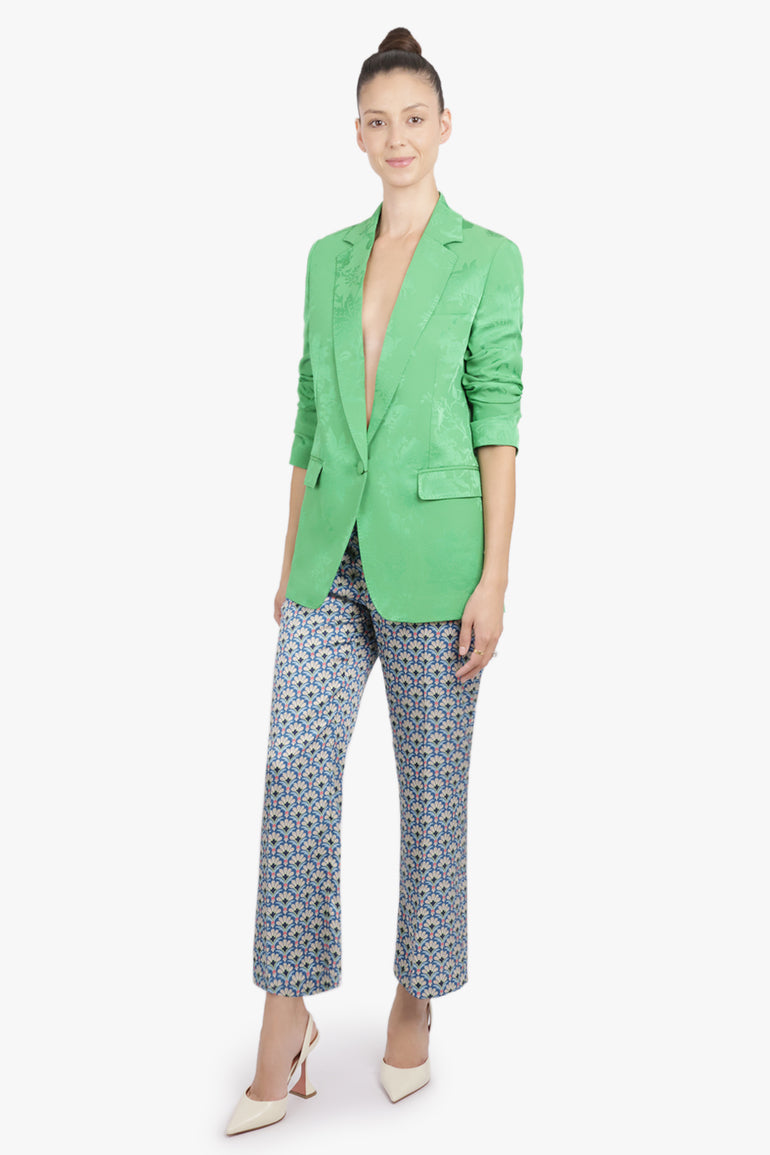 ETRO RTW Single Breast Jaquard Floral Print Jacket | Green