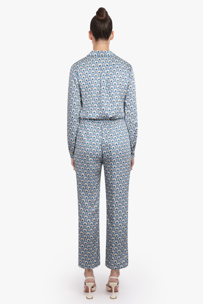 ETRO RTW Geometric Floral Straight Leg Pant | Blue/Multi