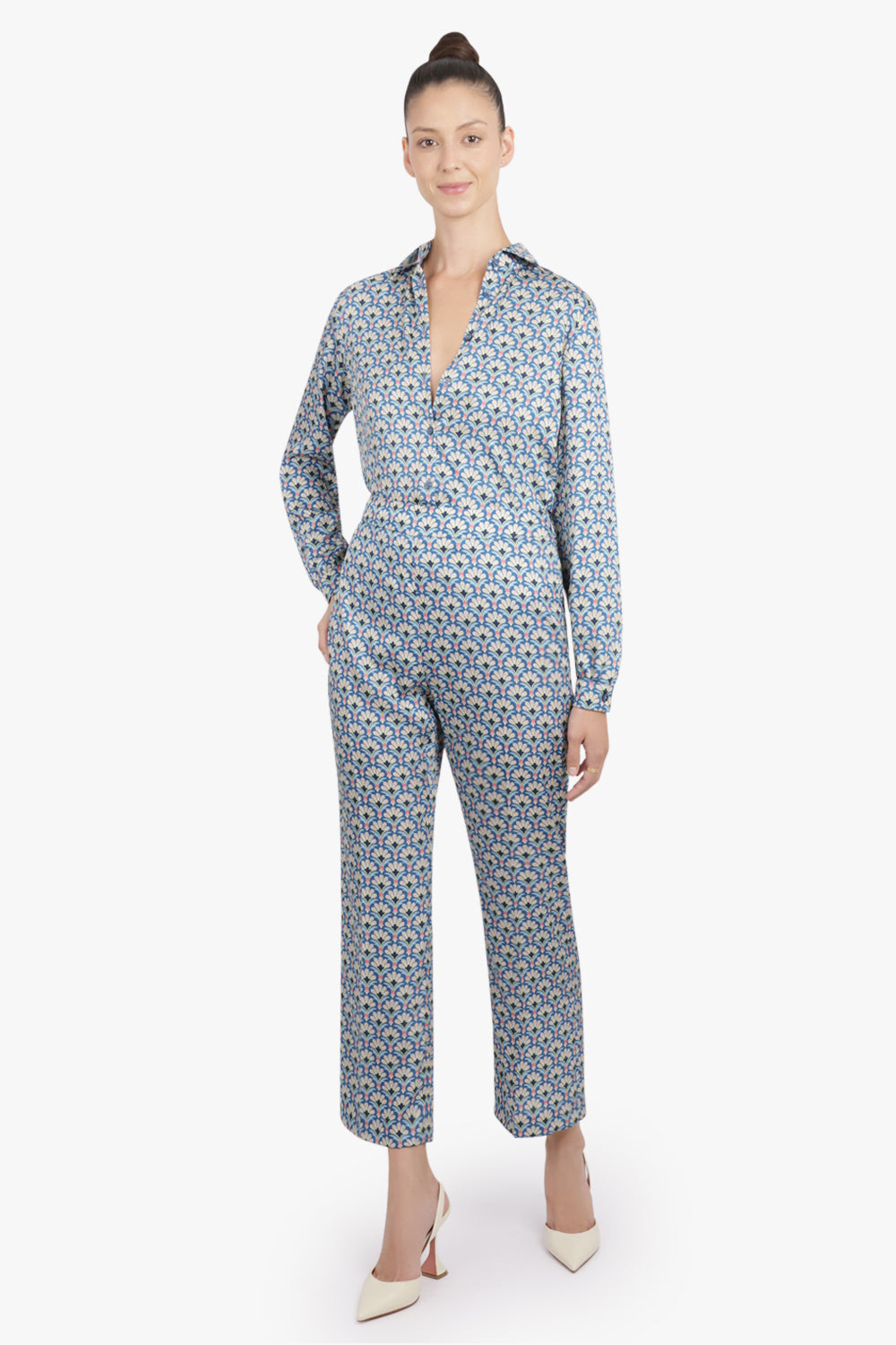 ETRO RTW L/S Geometric Floral Shirt | Blue/Multi