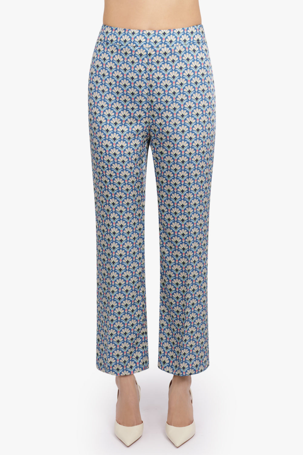 ETRO RTW Geometric Floral Straight Leg Pant | Blue/Multi