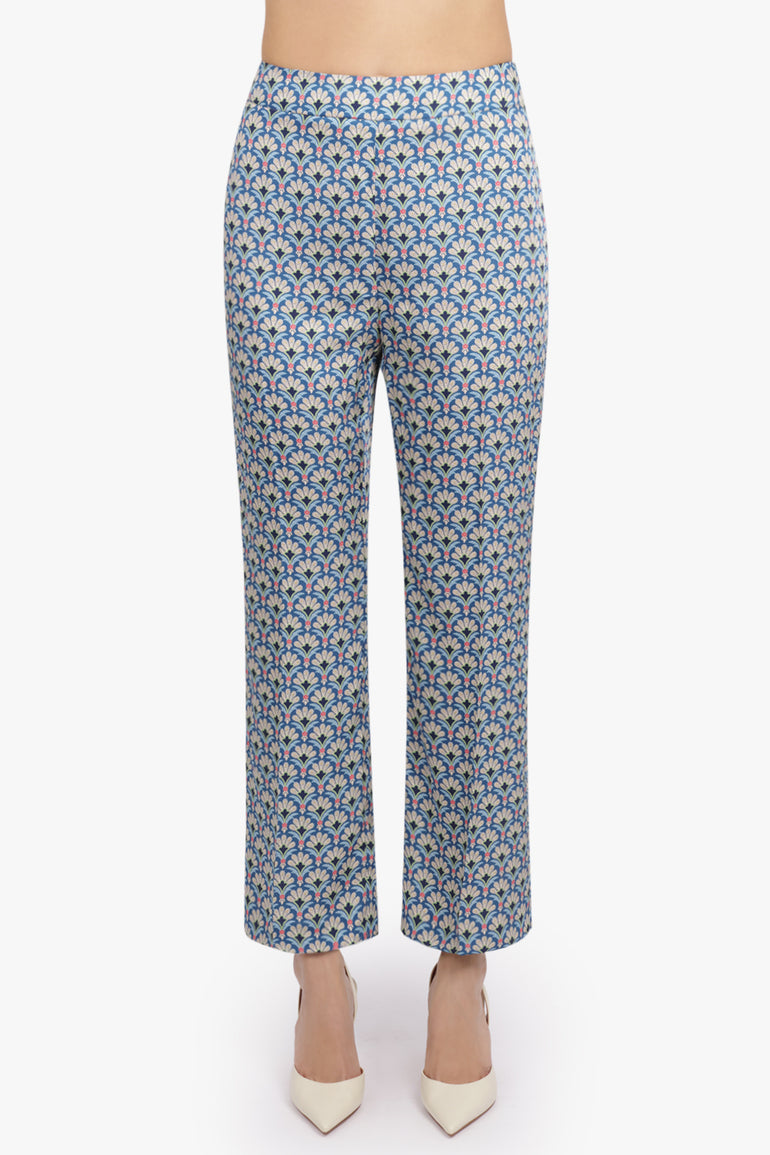 ETRO RTW Geometric Floral Straight Leg Pant | Blue/Multi