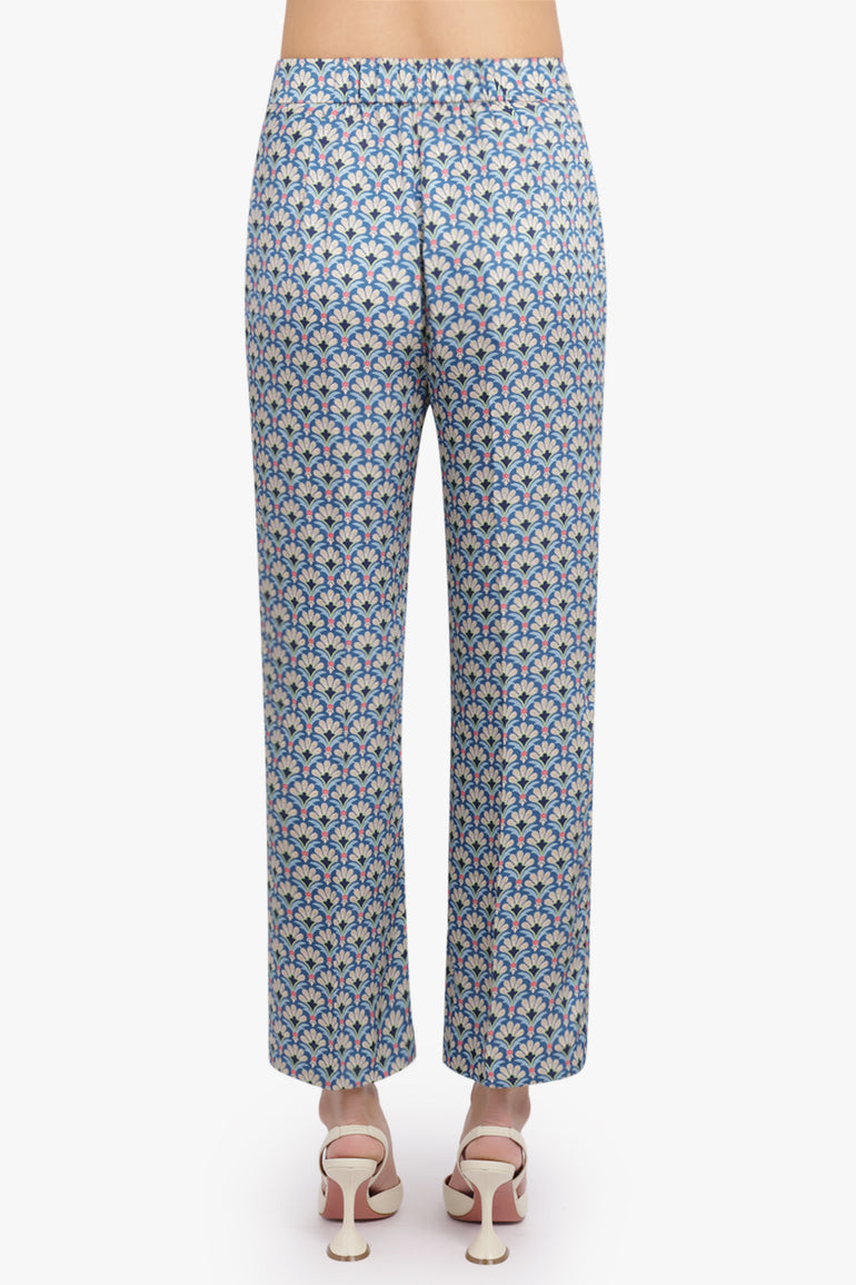 ETRO RTW Geometric Floral Straight Leg Pant | Blue/Multi