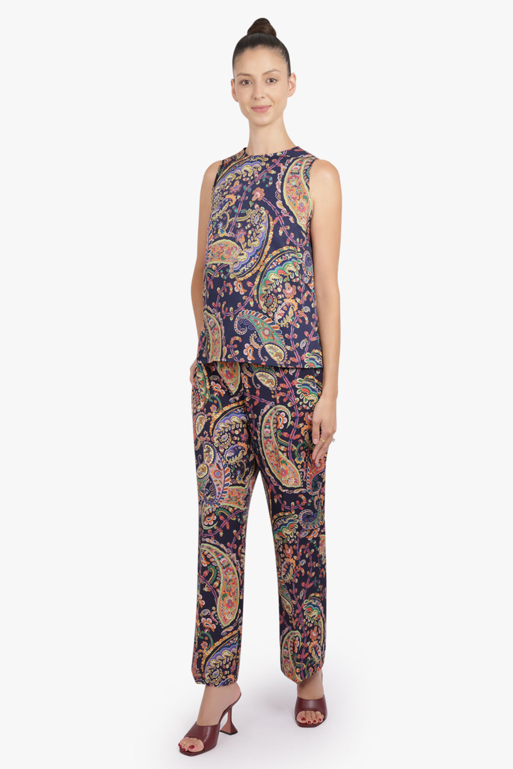 ETRO RTW Paisley Print Straight Leg Pant | Navy/Multi