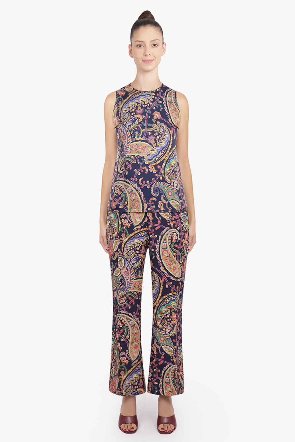 ETRO RTW Sleeveless Paisley Print Top | Navy/Multi