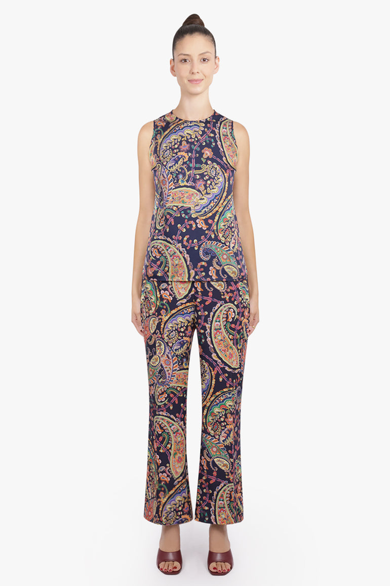 ETRO RTW Sleeveless Paisley Print Top | Navy/Multi