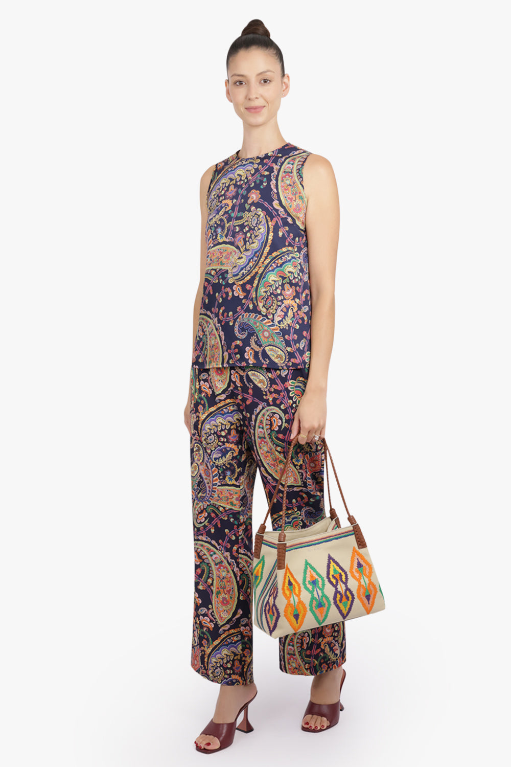 ETRO RTW Paisley Print Straight Leg Pant | Navy/Multi