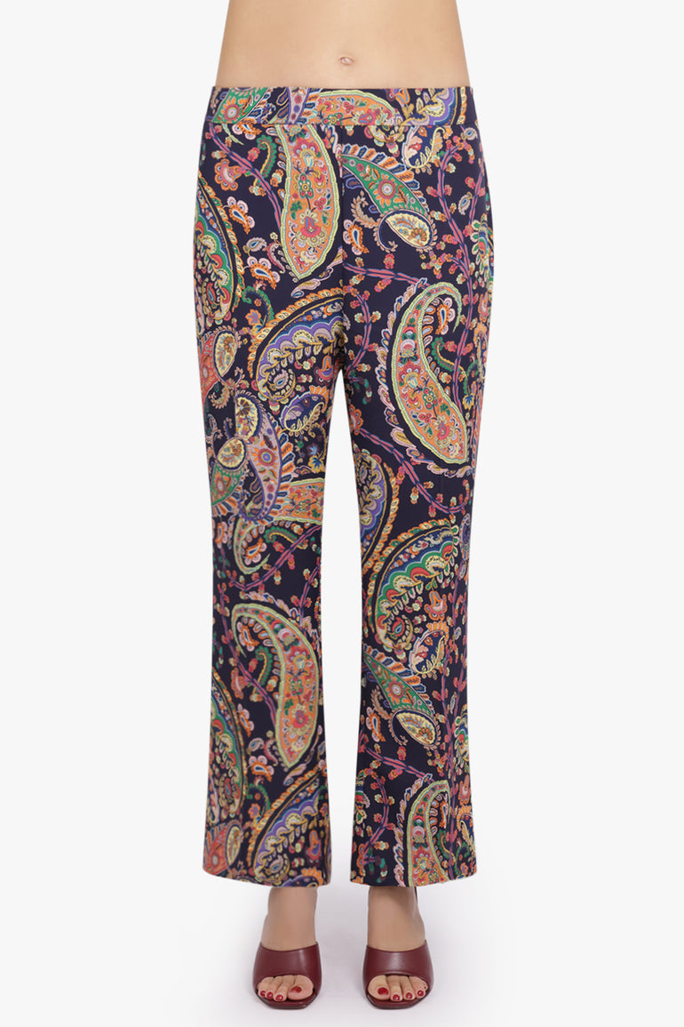 ETRO RTW Paisley Print Straight Leg Pant | Navy/Multi