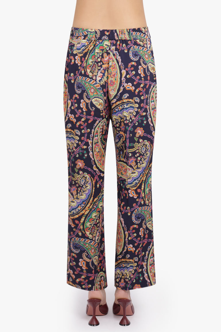 ETRO RTW Paisley Print Straight Leg Pant | Navy/Multi