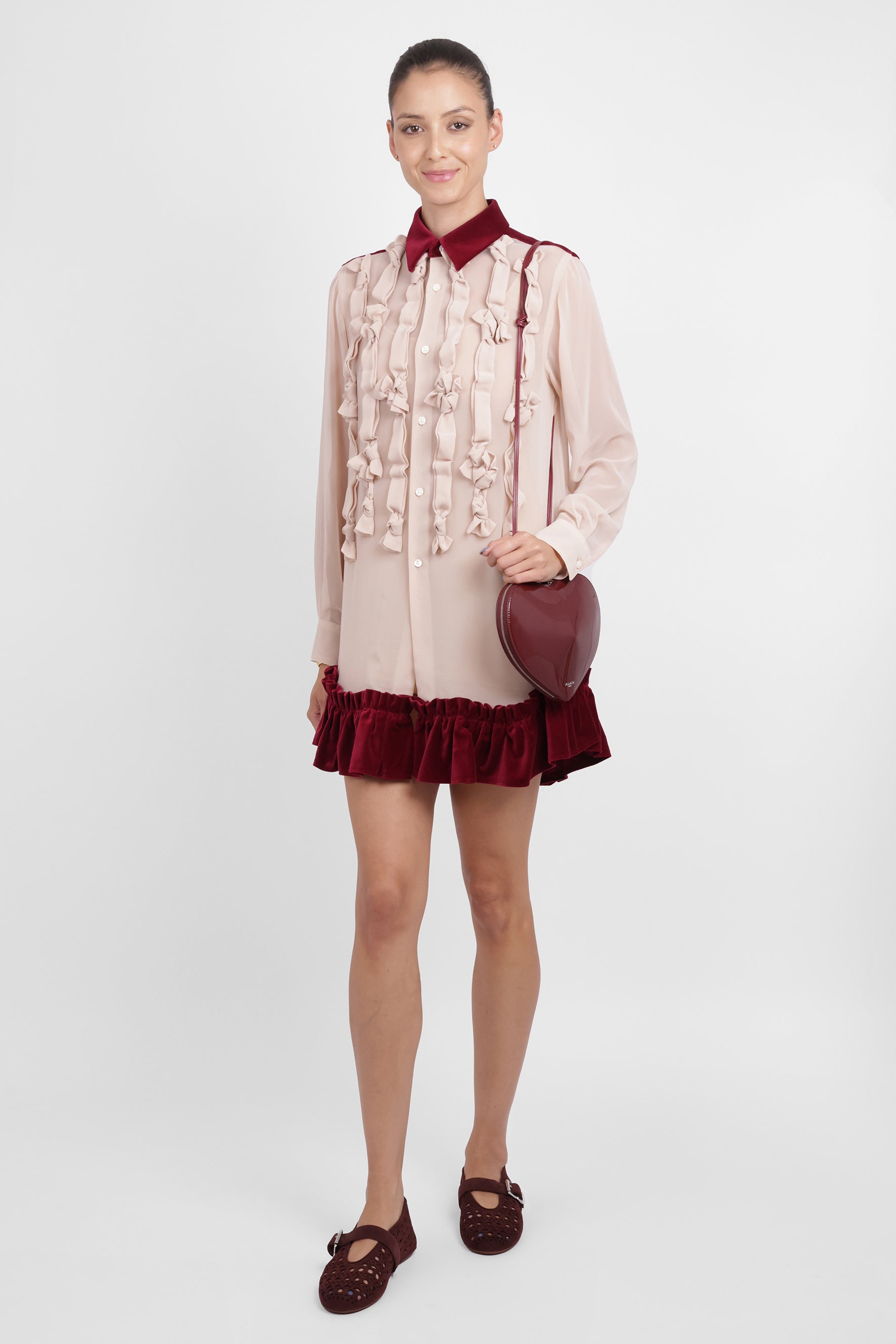 ALAIA BAGS BURGUNDY / Garnet Red Le Coeur Patent Heart Shaped Bag | Garnet Red