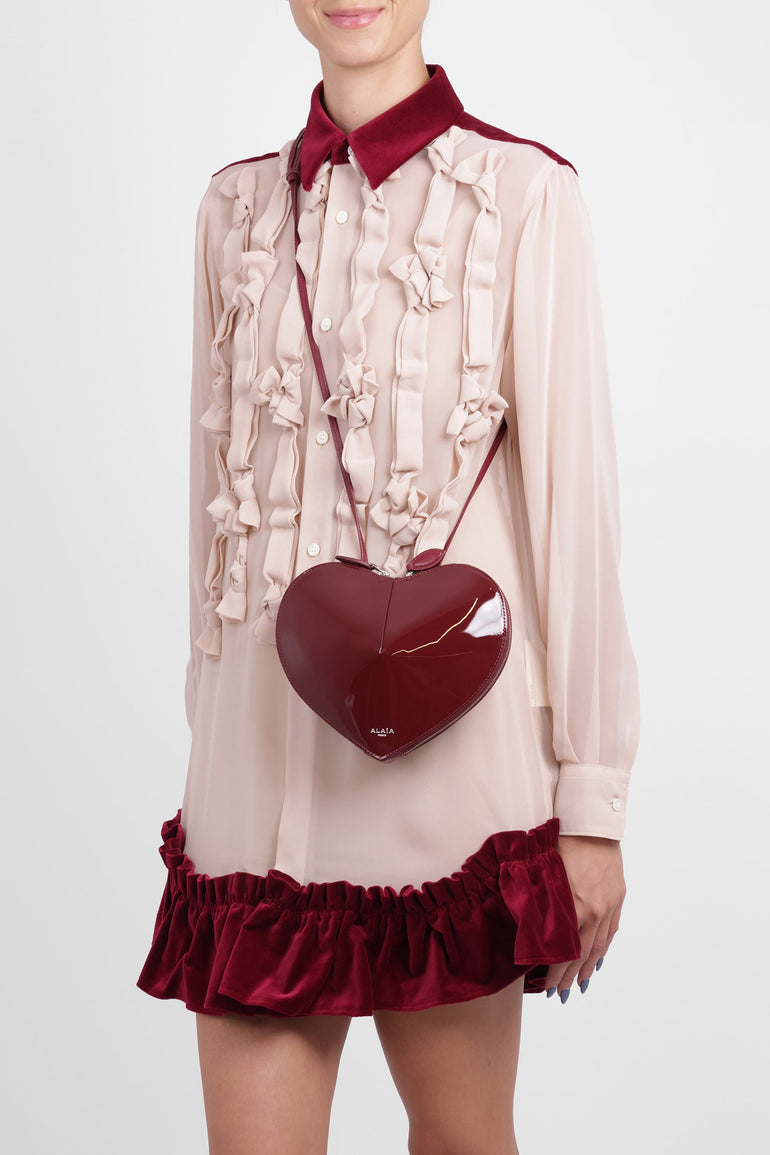 ALAIA BAGS BURGUNDY / Garnet Red Le Coeur Patent Heart Shaped Bag | Garnet Red