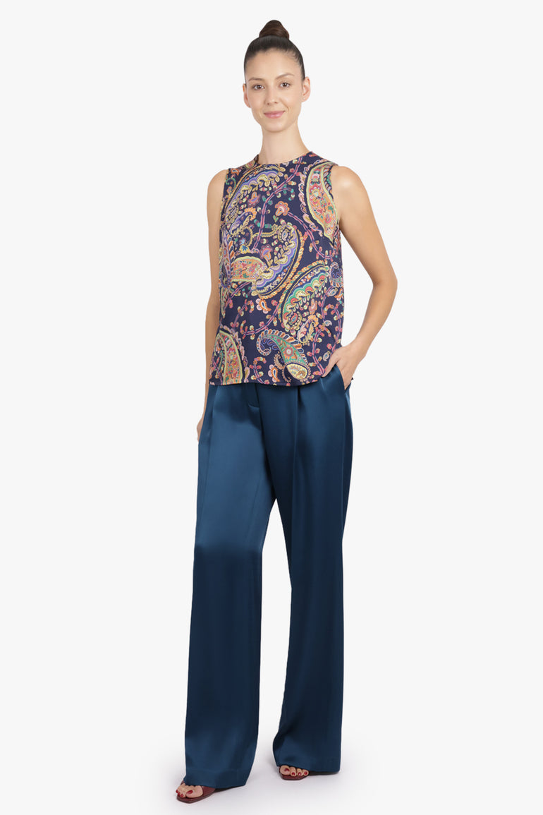 ETRO RTW Sleeveless Paisley Print Top | Navy/Multi