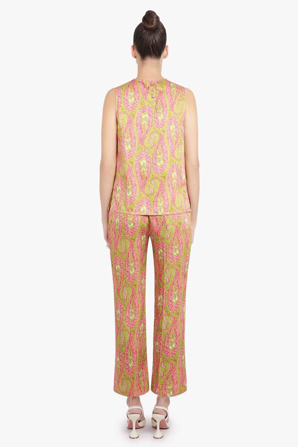 ETRO RTW Sleeveless Paisley Print Top | Green/Pink