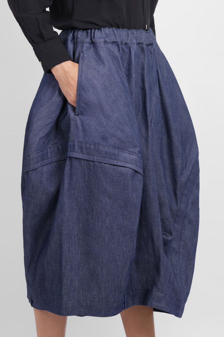 COMME DES GARCONS BLACK RTW Curve Panel Denim Crop Drawstring Pant | Blue