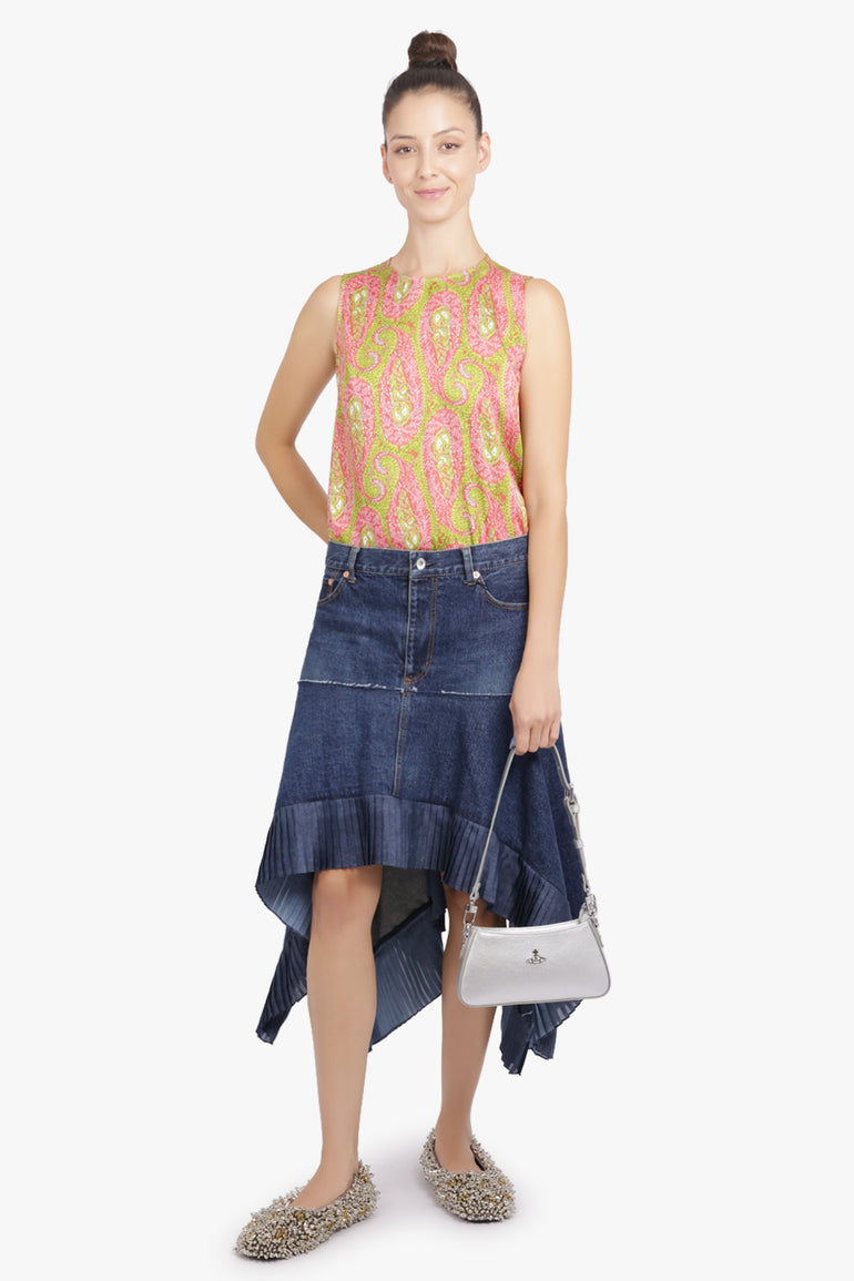 ETRO RTW Sleeveless Paisley Print Top | Green/Pink